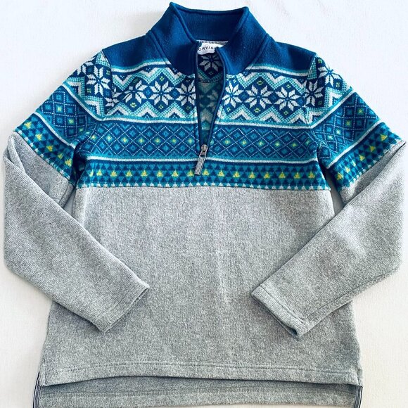 Orvis 3/4 zip fleece blue grey pullover Womens Medium Nordic weekend hiking - Picture 1 of 9